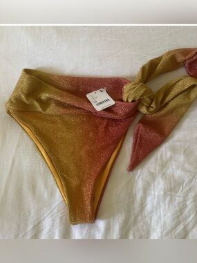 Beach Riot Glitter Ombre Bikini Bottom in Gold and Pink